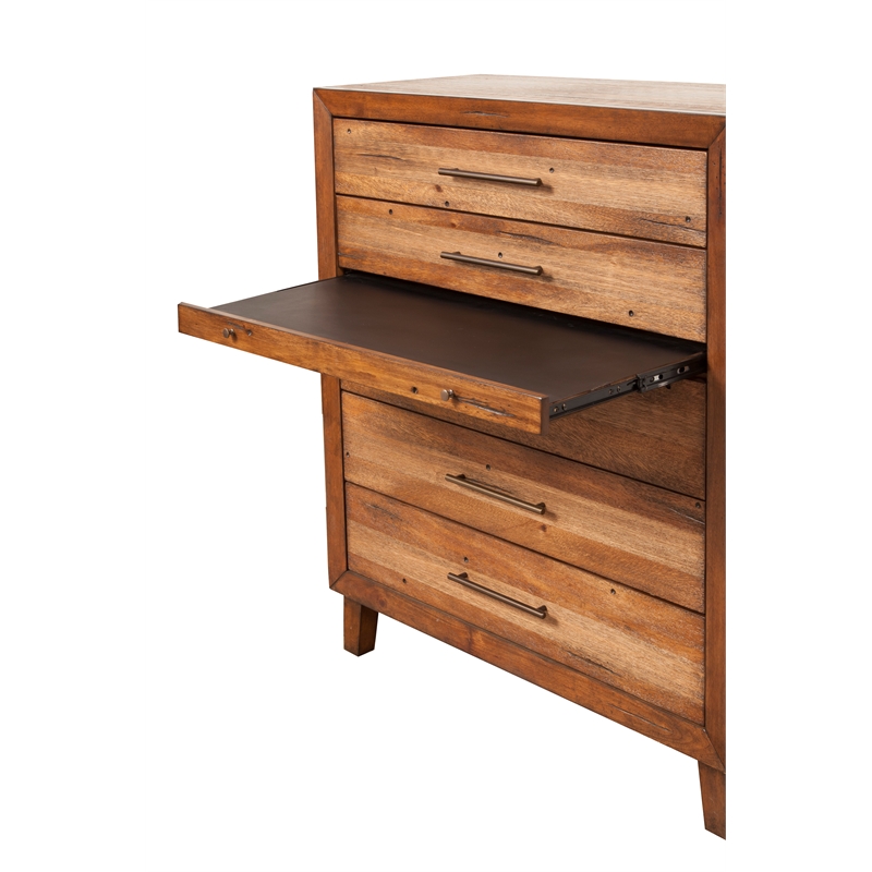 Origins by Alpine Trinidad 5 Drawer Multifunction Chest in Toffee (Brown)
