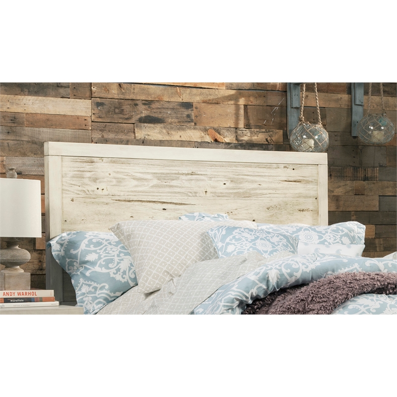 Origins by Alpine Malibu Full Wood Bed in Distressed White