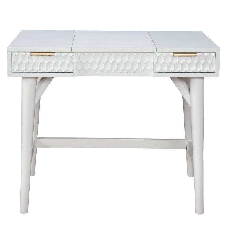 Origins by Alpine White Pearl Wood Bedroom Vanity in White