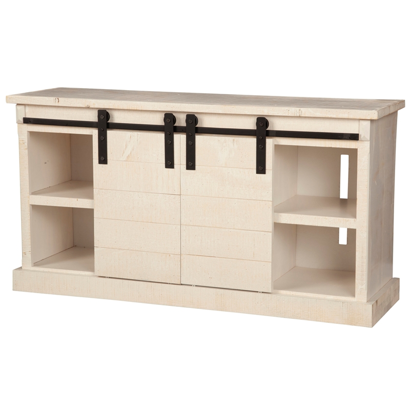 Origins by Alpine Vintage Barn Door Wood TV Console in White Fir