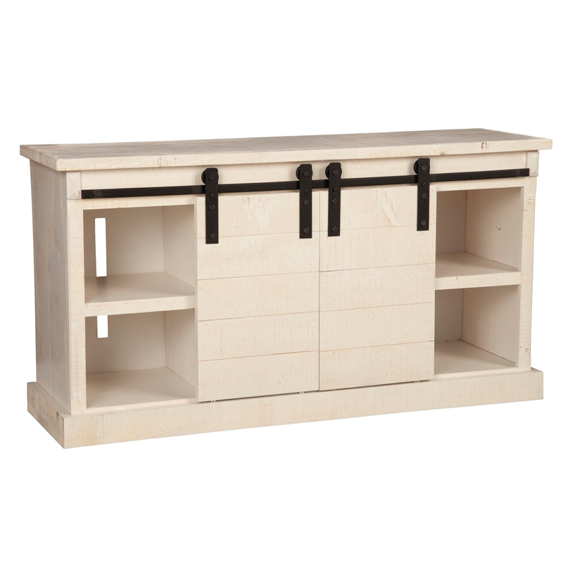 Origins by Alpine Vintage Barn Door Wood TV Console in White Fir