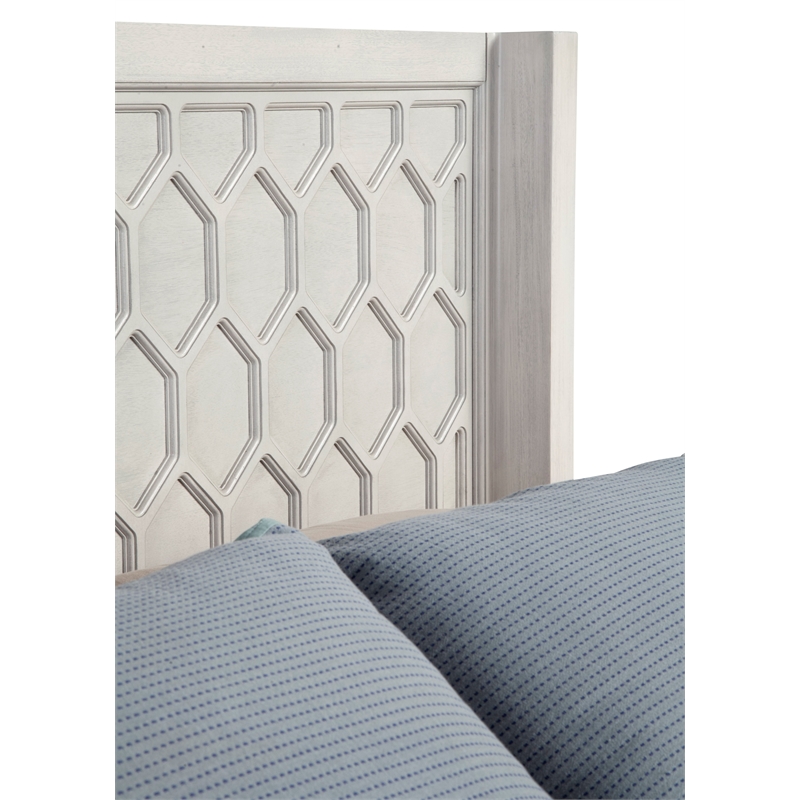 Origins by Alpine Denver California King Wood Panel Bed in Light Gray