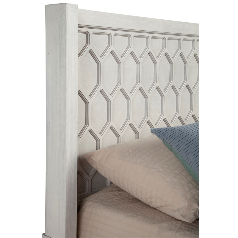 Origins by Alpine Denver Standard King Wood Panel Bed in Light Gray
