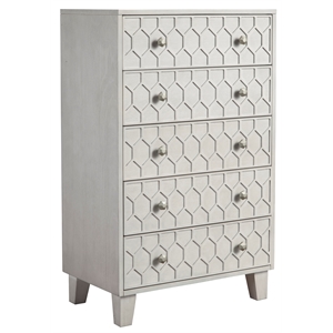 origins by alpine denver five drawer wood chest in light gray