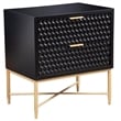 Origins by Alpine Black Pearl Two Drawer Wood Nightstand in Black