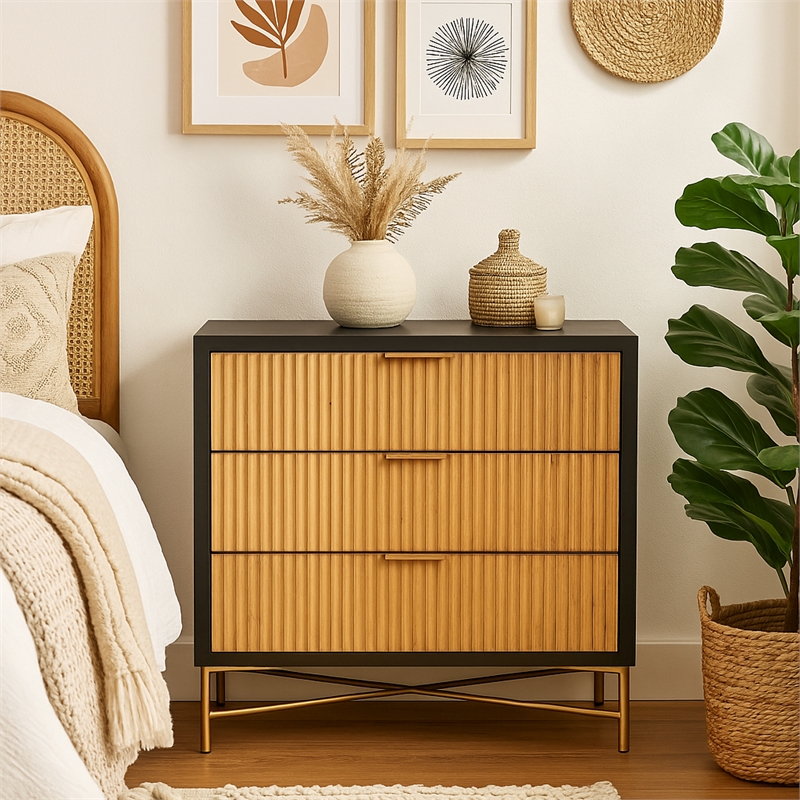 Origins by Alpine Larsen 3 Drawer Small Chest in Black