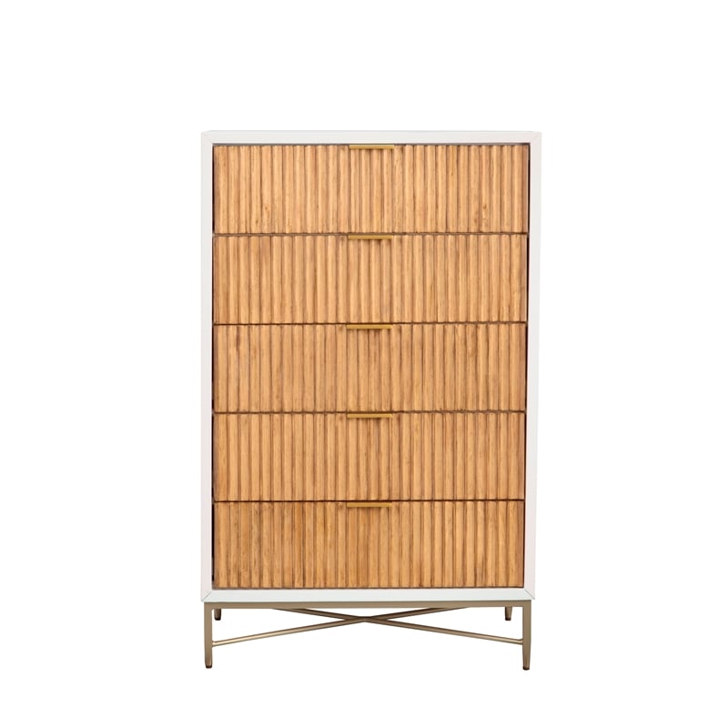 Origins by Alpine Wood 5 Drawer Larsen Chest in White