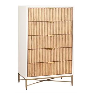 origins by alpine wood 5 drawer larsen chest in white