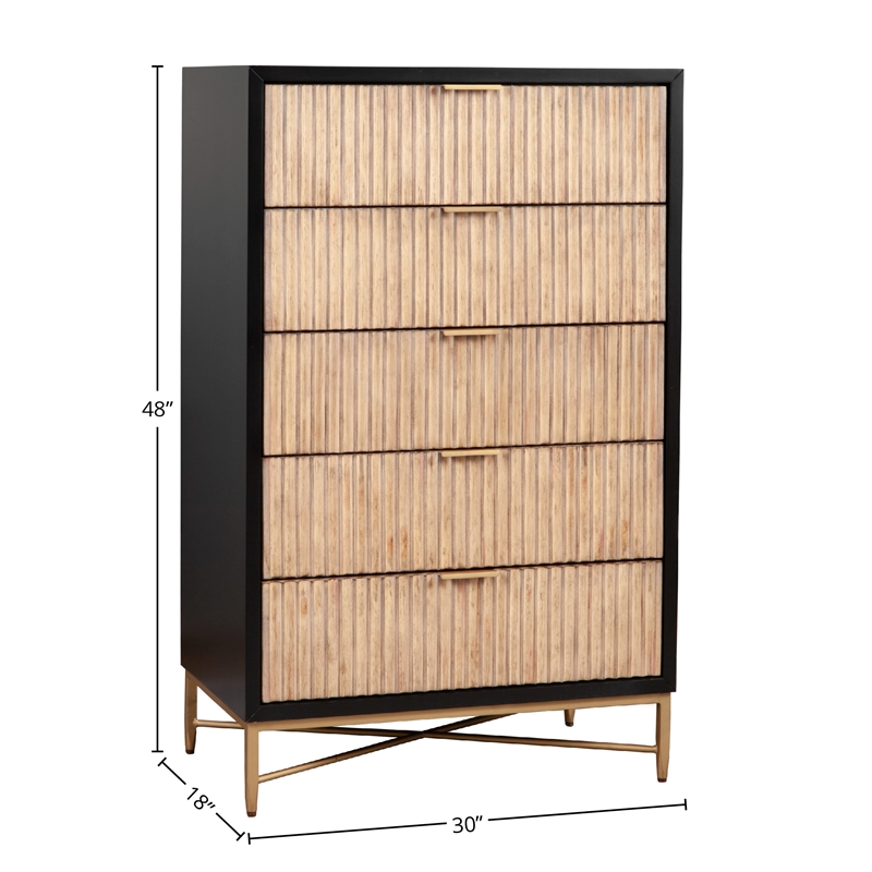 Origins by Alpine 5-Drawers Larsen Bedroom Chest in Black