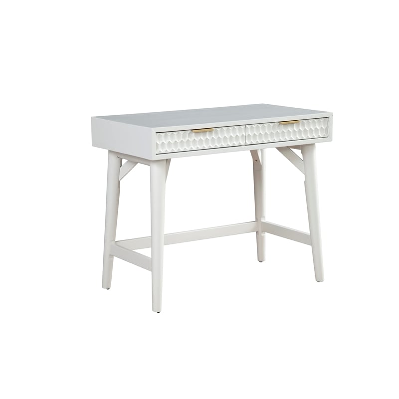 Origins by Alpine White Pearl Mini Wood Desk in White
