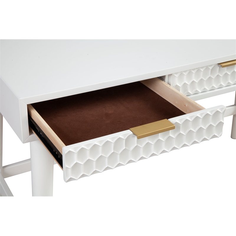 Origins by Alpine White Pearl Large Wood Desk in White