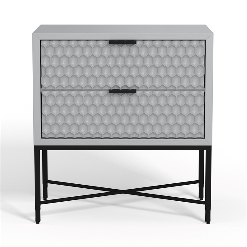 Origins by Alpine Milo 2 Drawer Nightstand in Light Slate Grey