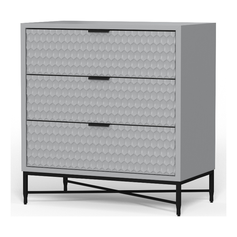 Origins by Alpine Milo 3 Drawer Small Chest in Light Slate Grey