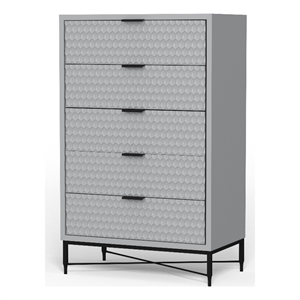 origins by alpine milo 5 drawer chest in light slate grey