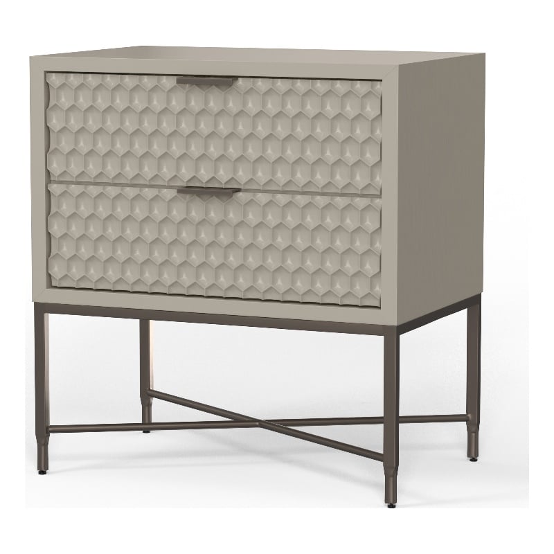 Origins by Alpine Milo 2 Drawer Nightstand in Taupe