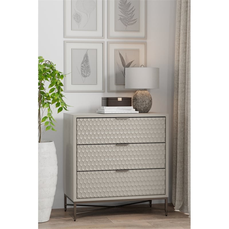 Origins by Alpine Milo 3 Drawer Small Chest in Taupe