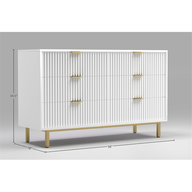 Origins by Alpine Casey 6 Drawer Dresser in White