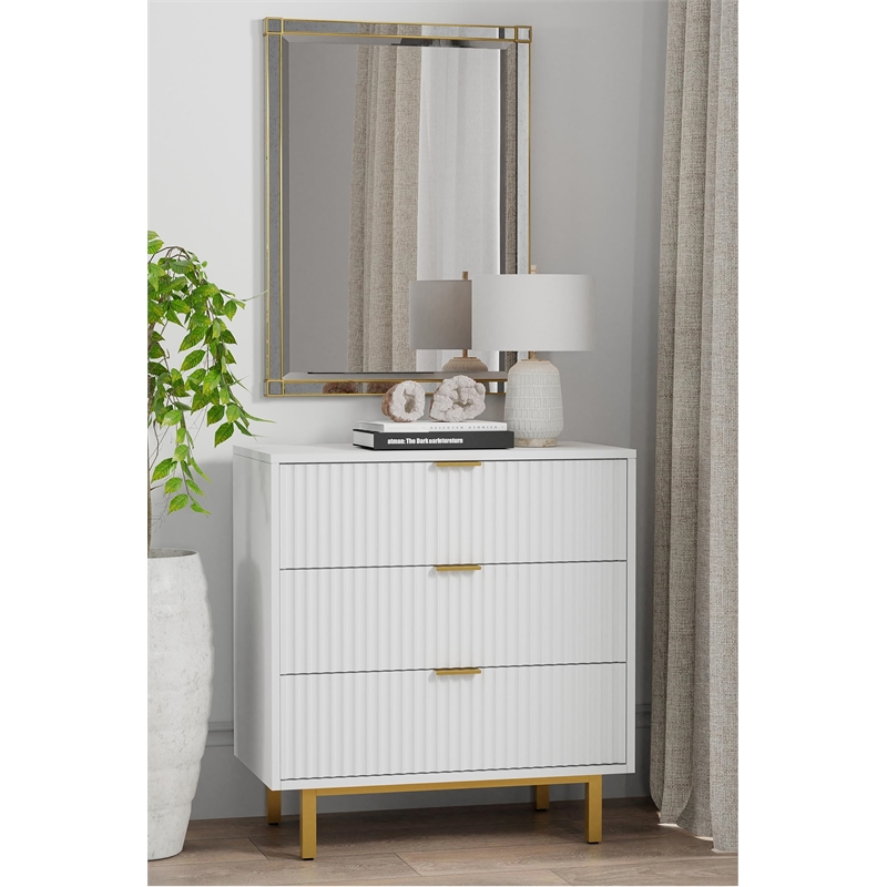 Origins by Alpine Casey 3 Drawer Small Chest in White