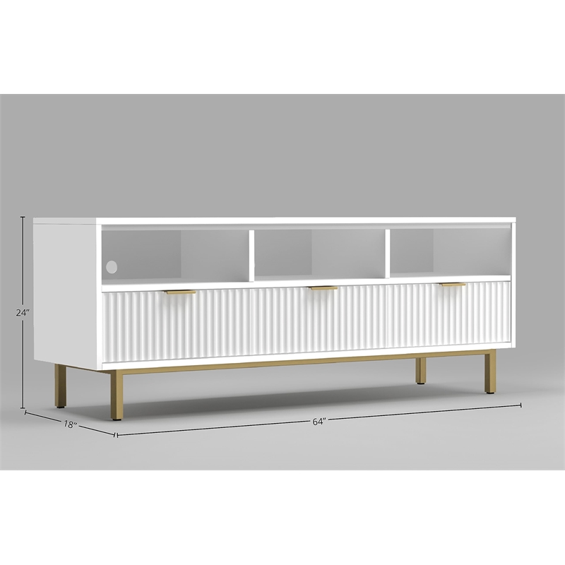 Origins by Alpine Casey 3 Drawer TV Console in White