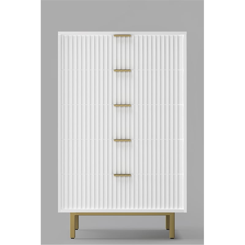 Origins by Alpine Saige Wood 2 Drawer Nightstand in Weathered White-Gray