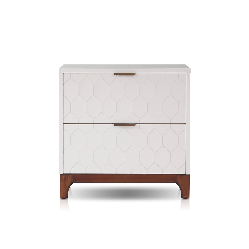 Origins by Alpine Kara 24 in. W Wood 2 Drawer Nightstand