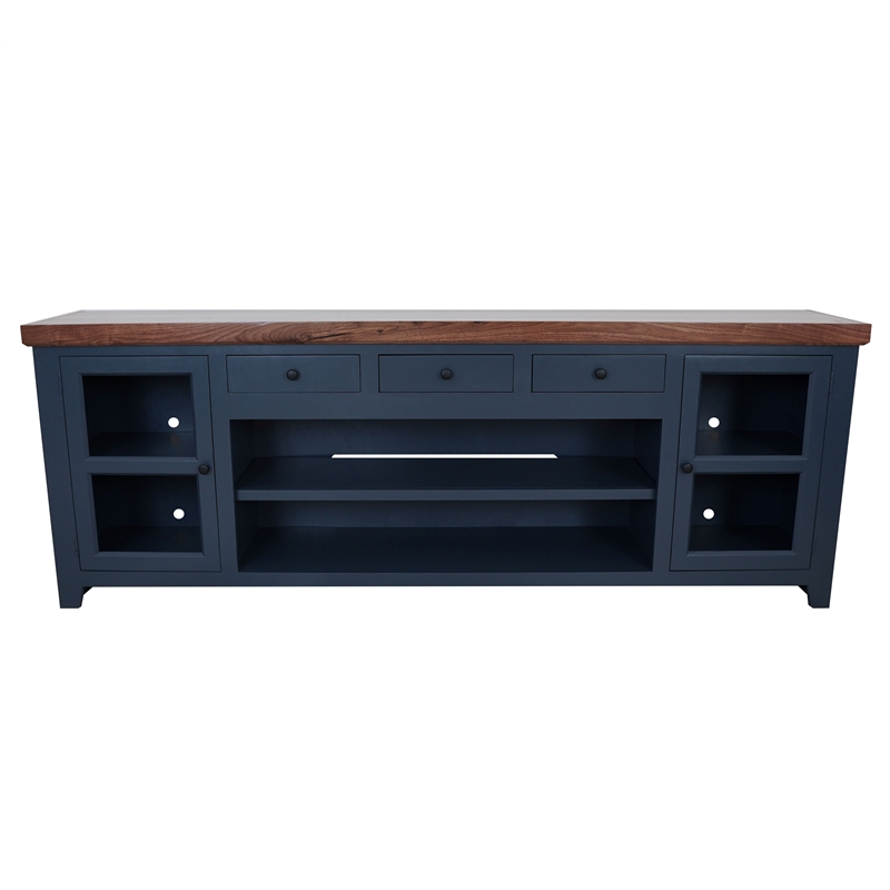 Harbor Bay 94 in. W Wood TV Console with Storage in Midnight Blue
