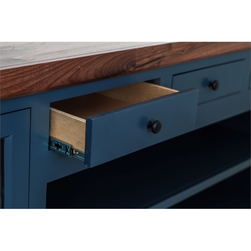 Harbor Bay 94 in. W Wood TV Console with Storage in Midnight Blue
