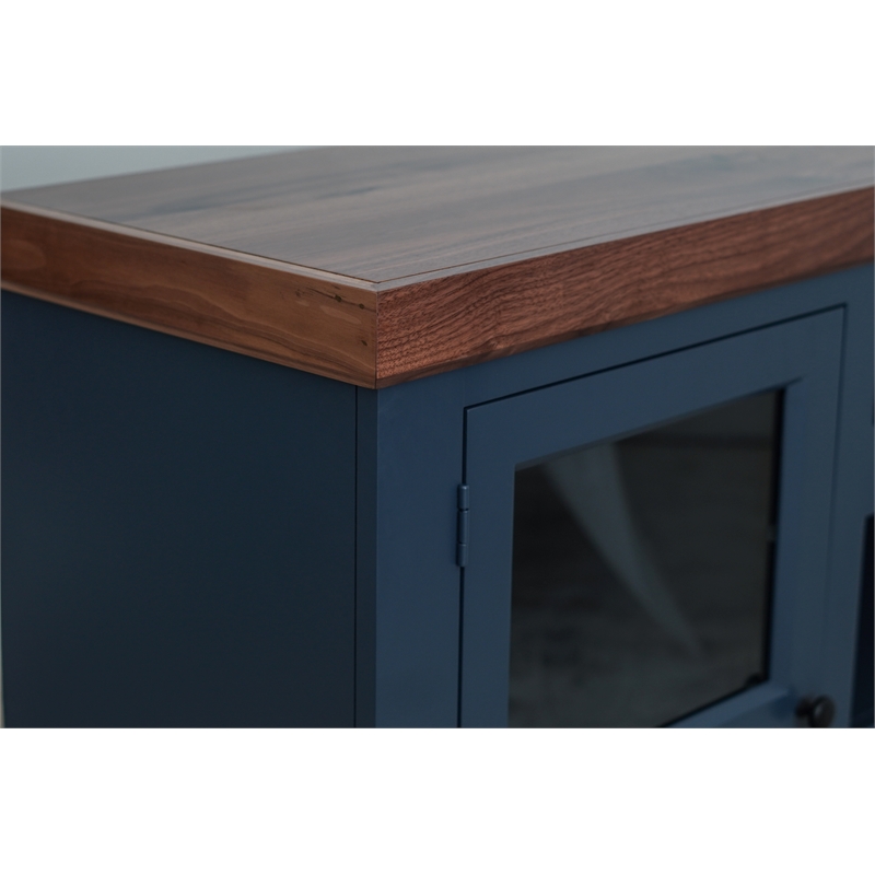 Harbor Bay 94 in. W Wood TV Console with Storage in Midnight Blue