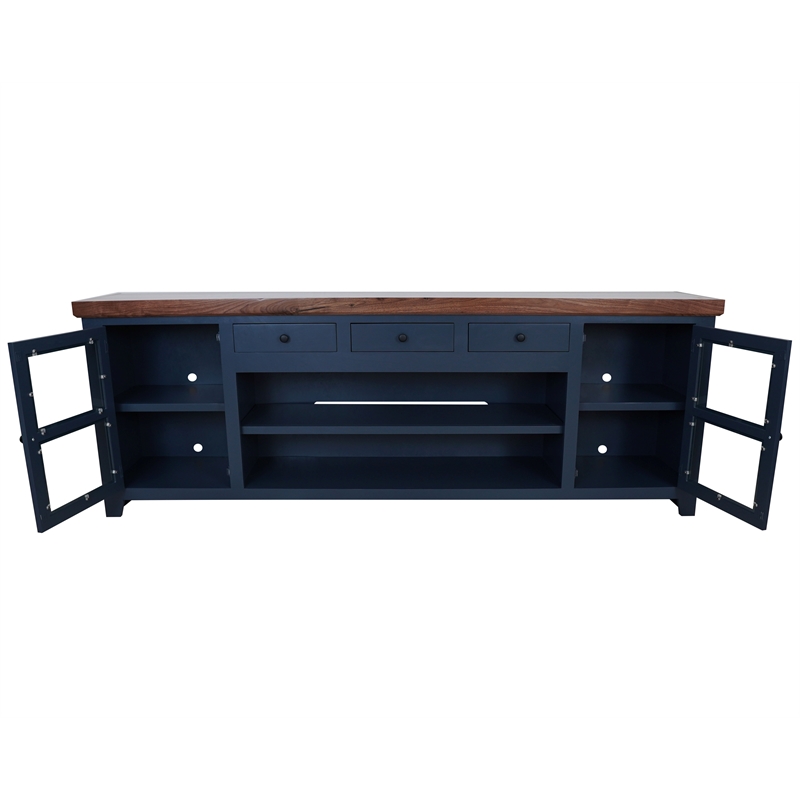 Harbor Bay 94 in. W Wood TV Console with Storage in Midnight Blue