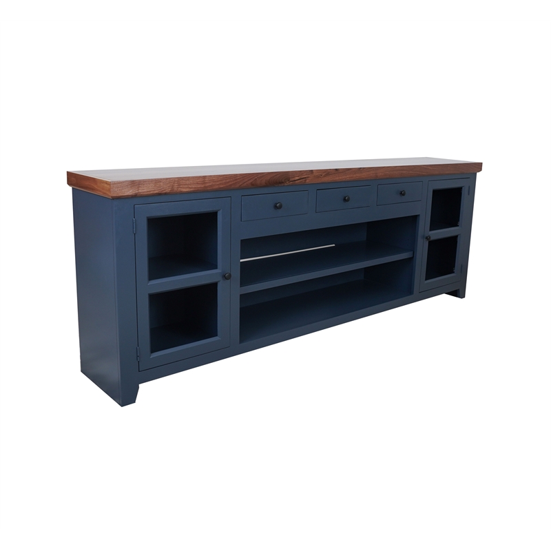 Harbor Bay 94 in. W Wood TV Console with Storage in Midnight Blue