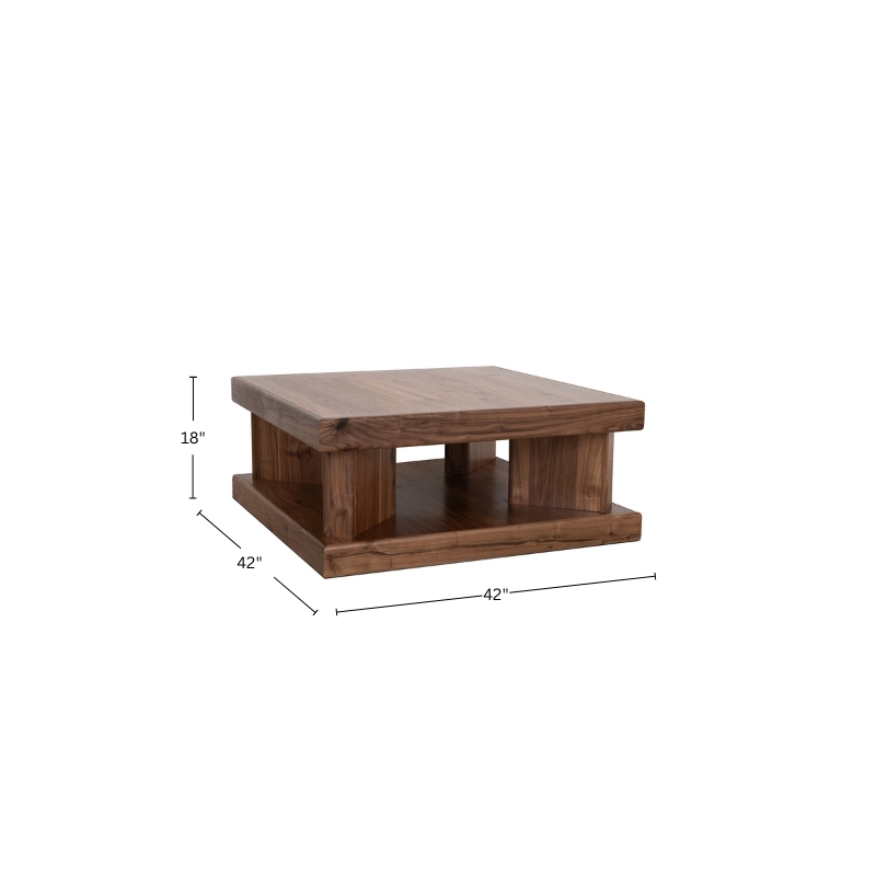 Sequoia 42 in. W Square Wood Coffee Table in Walnut