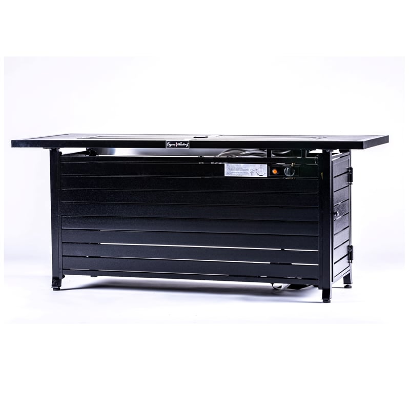 Origins by Alpine Vista Rectangular Fire Pit Table in Hammered Black