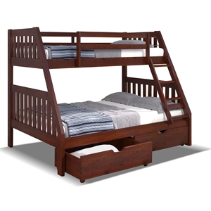 Chelsea Home Furniture Darren Twin Over Full Mission Bunk Bed w/ Under Drawers