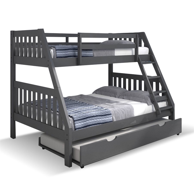 Full Mission Bunk Bed W Trundle Unit, Chelsea Home Twin Over Full Bunk Bed