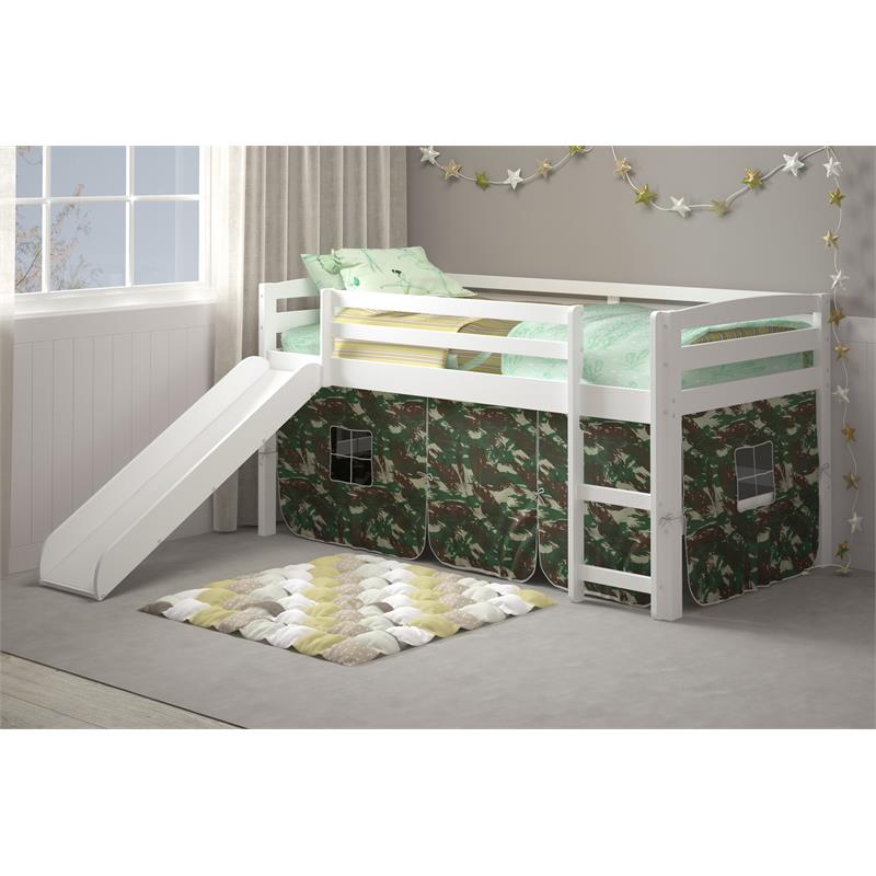 Chelsea Home Furniture Danny Camo Tent Loft Bed with Slide And Ladder