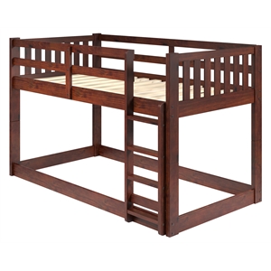 Chelsea Home Furniture Carter Twin Over Twin Low Mission Bunk Bed In Chocolate