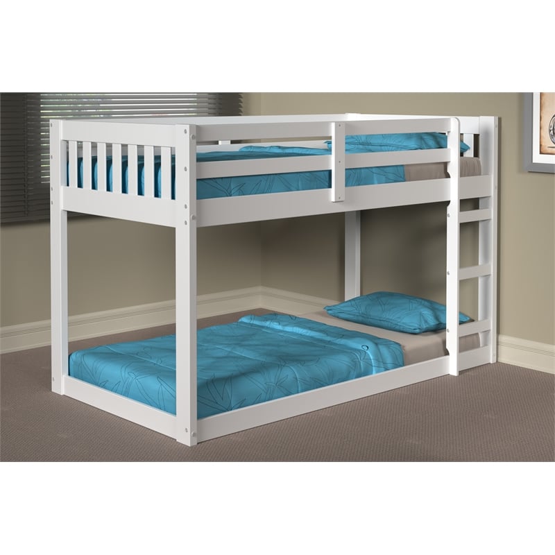 Carter Wood Twin Over Twin Low Mission Bunk Bed in White 36LB100WH