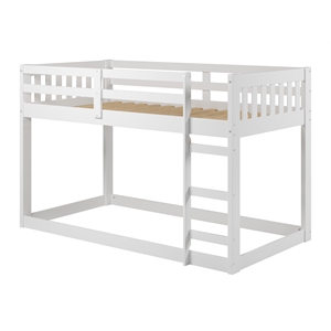 Chelsea Home Furniture Carter Twin Over Twin Low Mission Bunk Bed In White