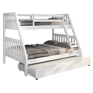 Bonnie Wood Twin Over Full Mission Bunk Bed with Trundle in White