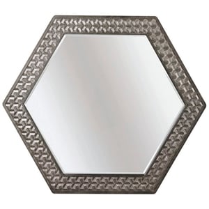 a.r.t. furniture geode brown hexagon mirror with geometic inlay