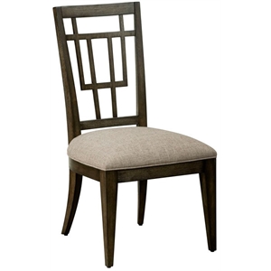 a.r.t. furniture woodwright dark brown wood side chair with upholstered seat