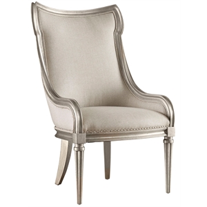 a.r.t. furniture morrissey upholstered host chair with nail head trim in silver