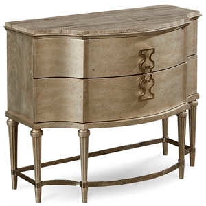 a.r.t. furniture morrissey 2 door bedside chest with stone top in silver finish
