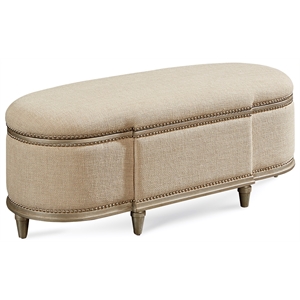 a.r.t. furniture morrissey upholstered beige storage bench with nailhead detail