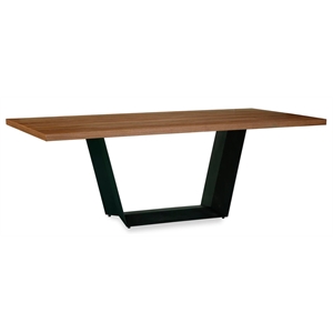 bobby berk rectangular dining table with black walnut wood top and black base