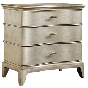 a.r.t. furniture starlite 3 drawer wood nightstand in silver bezel finish