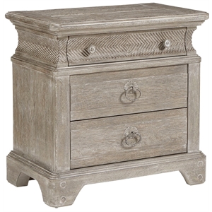 a.r.t. furniture summer creek 3 drawer wood bedside chest in greige