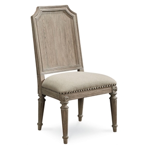 a.r.t. furniture arch salvage elm wood side chair with upholstered seat in beige