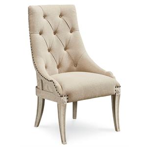 a.r.t. furniture arch salvage elm wood & upholstered host chair in creamy white