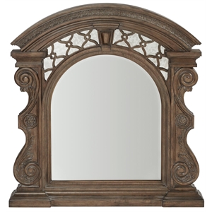 a.r.t. furniture vintage salvage carved mirror in brown walnut finish